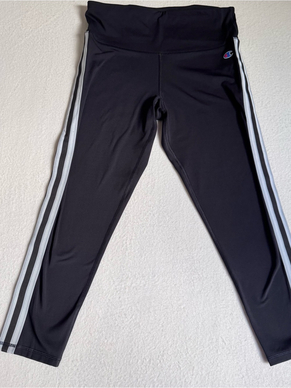 Champion Black Girls' Leggings with White Side Stripes